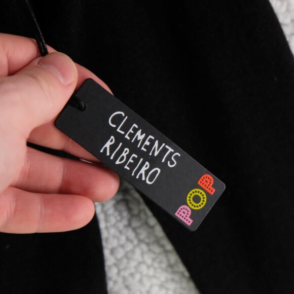 Clements Ribeiro Pop Sweater Womens Small Black Peace Lightweight Wool Blend - Picture 7 of 9